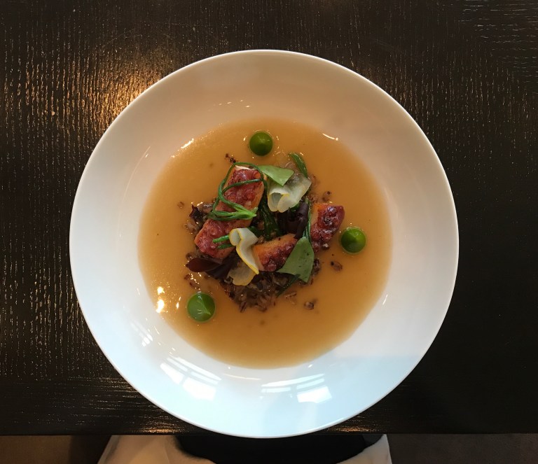 Frumenty (c.1390) Grilled octopus, spelt, smoked sea broth & pickled dulse