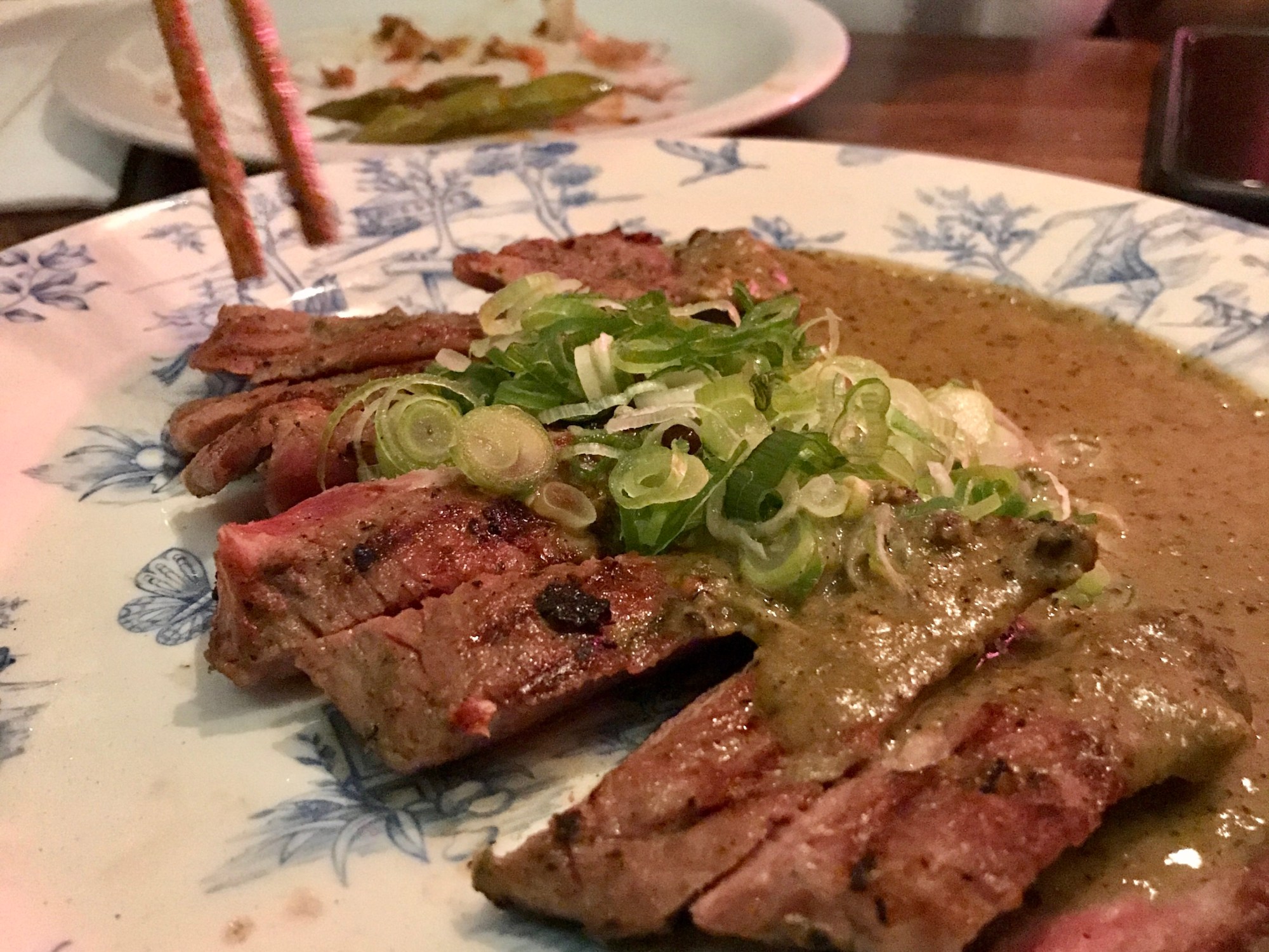 Iberico Pork belly – spring onion – black pepper miso