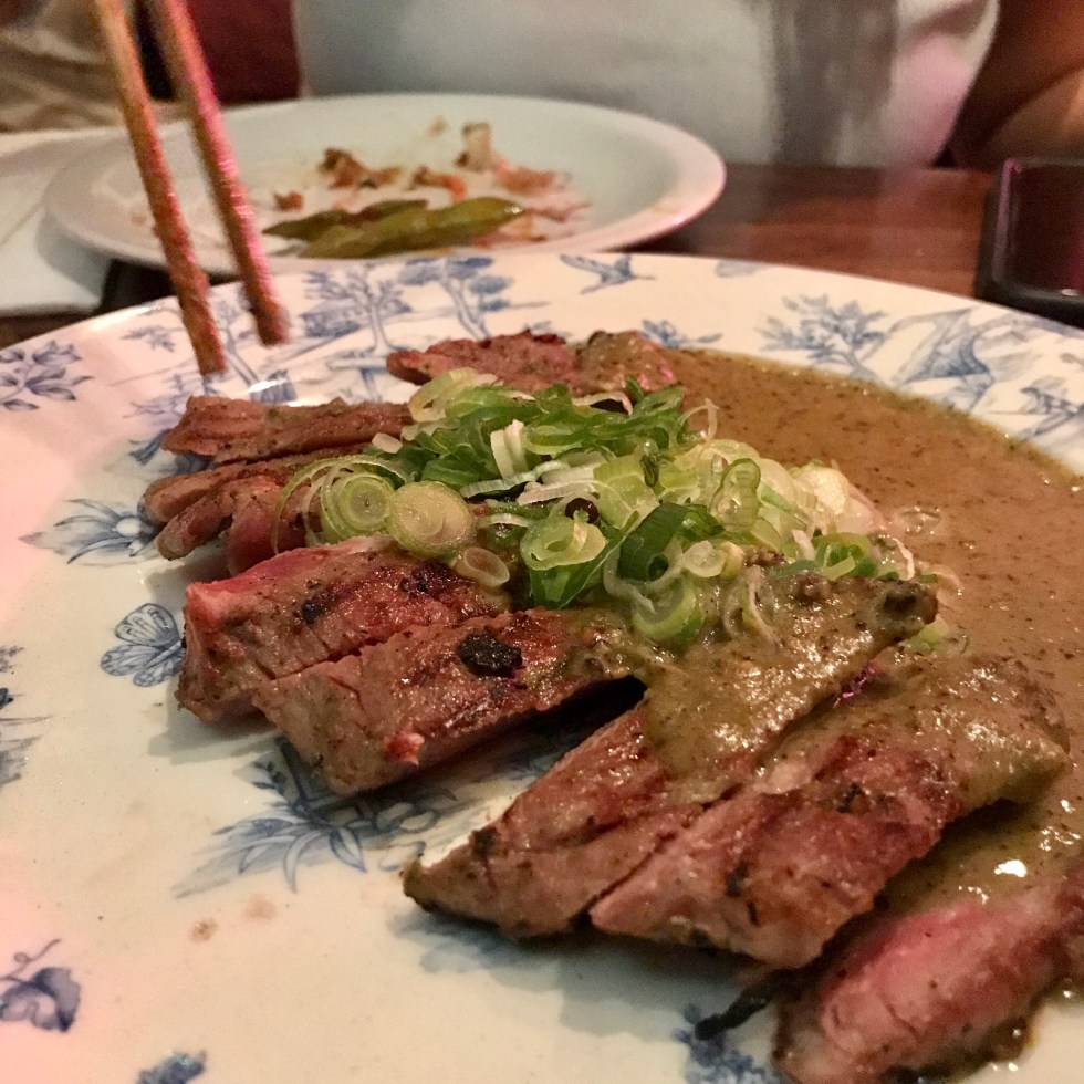 Iberico Pork belly – spring onion – black pepper miso