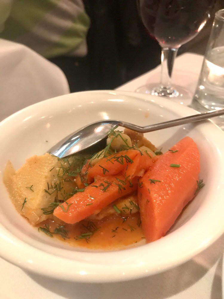 Enginar – Artichoke hearts cooked in olive oil with carrots, potatoes, tomatoes and garlic.