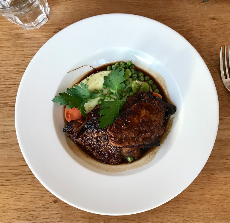 Specials - rose chicken thighs with vegetables a rich dish