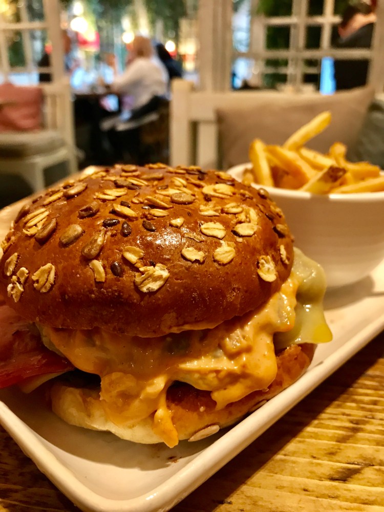 Double British beef burger, cheddar, smoked dry cured bacon, burger sauce