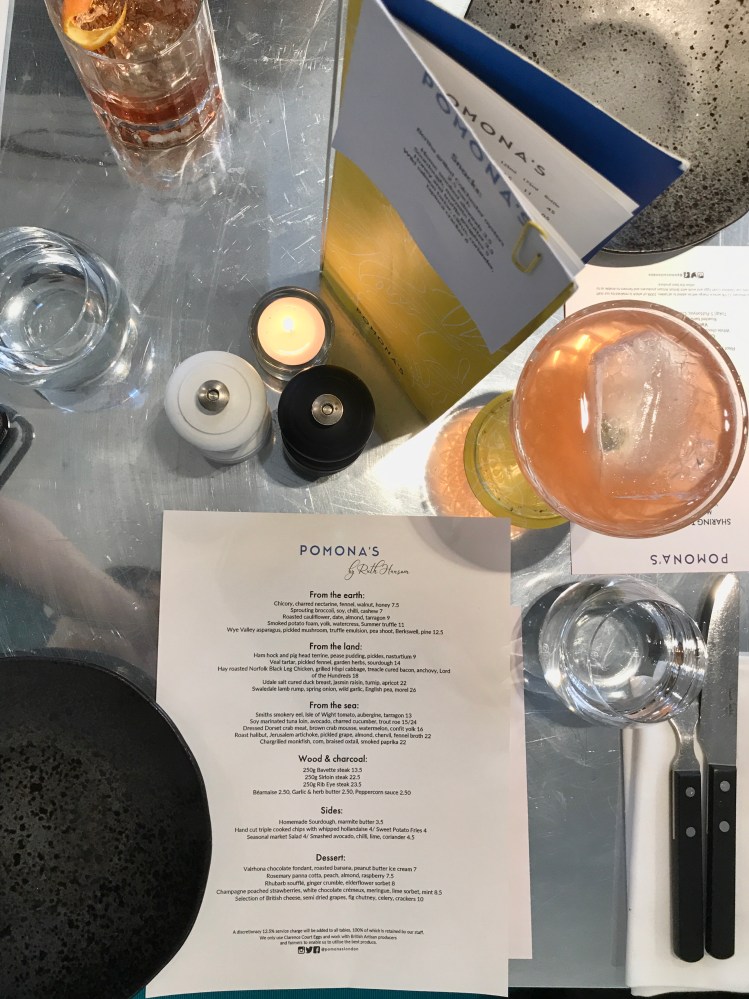 Flat lay of the Pomona's menu