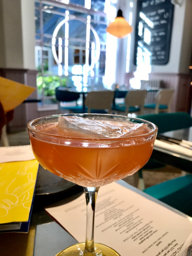 Codigo rosa blanco tequila, whispering angel rose wine, handmade strawberry syrup & citrus