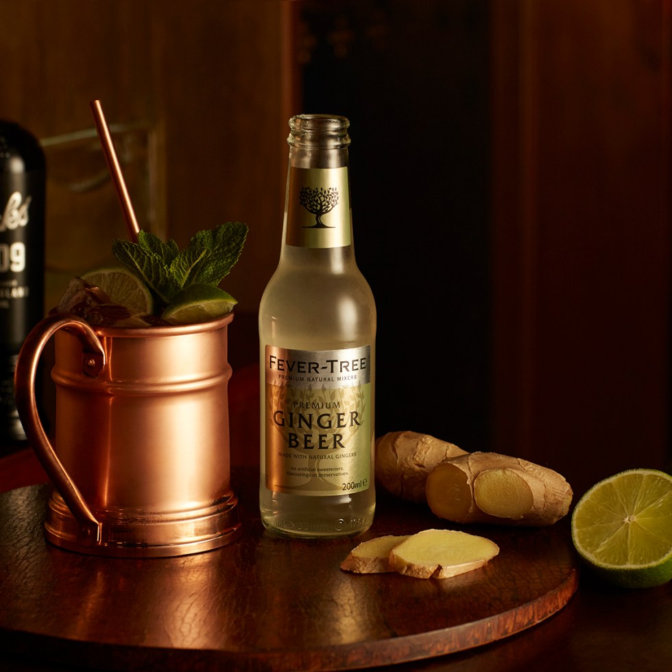 Haycock's No.9 stood on the left with a bronze cup and ginger beer next to it