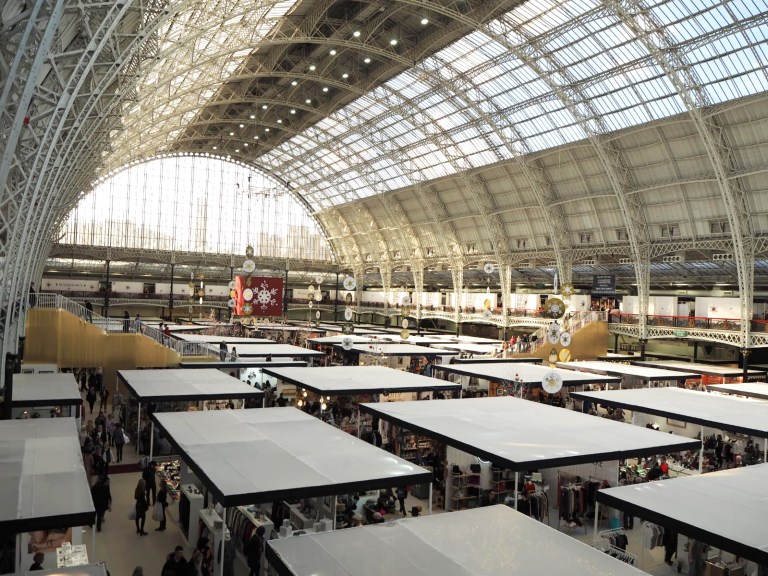 A view of the roofed stalls from the second level