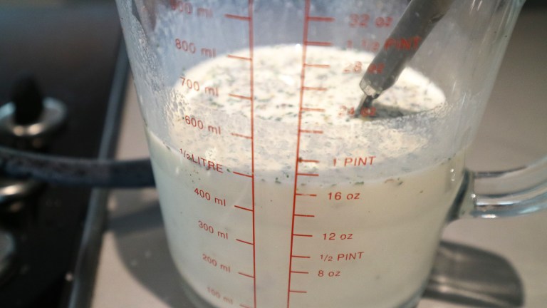 Stirred mix and milk thoroughly