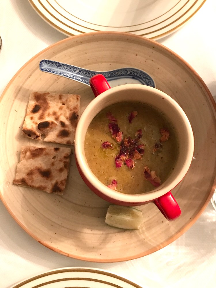 Lentil soup with truffle oil